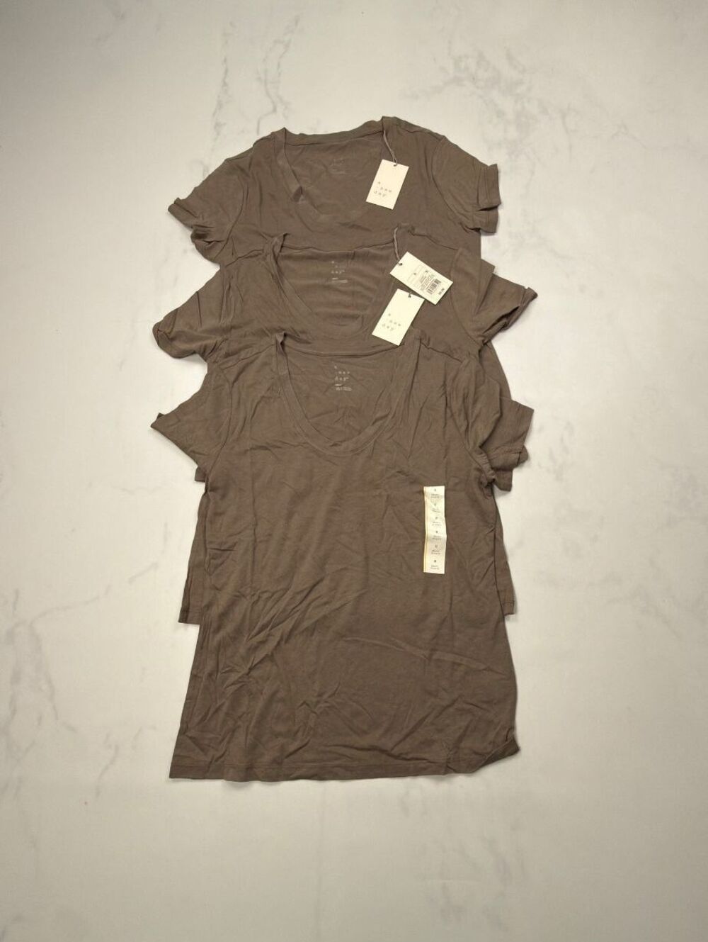 A New Day T-Shirt Brown V Neck Short Sleeve Lot of 3 - Womens S NWT